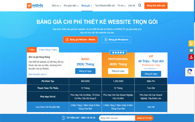 các gói chi phí thiết kế website thương mại điện tử